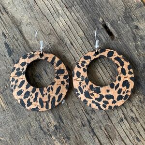 Cheetah Print Cork Earrings NEW WITH TAGS